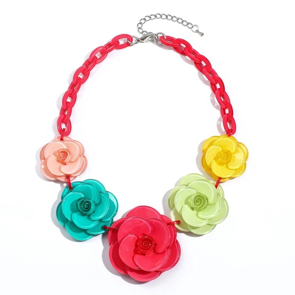 #060 Vacation Flower Arylic Necklaces